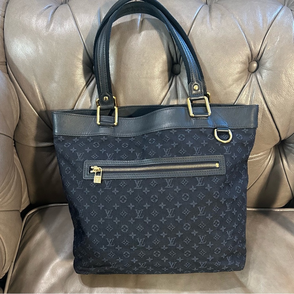 Louis Vuitton Josephine GM Navy Blue Denim Mini Lin Handbag Tote Bag LV - Picture 1 of 12